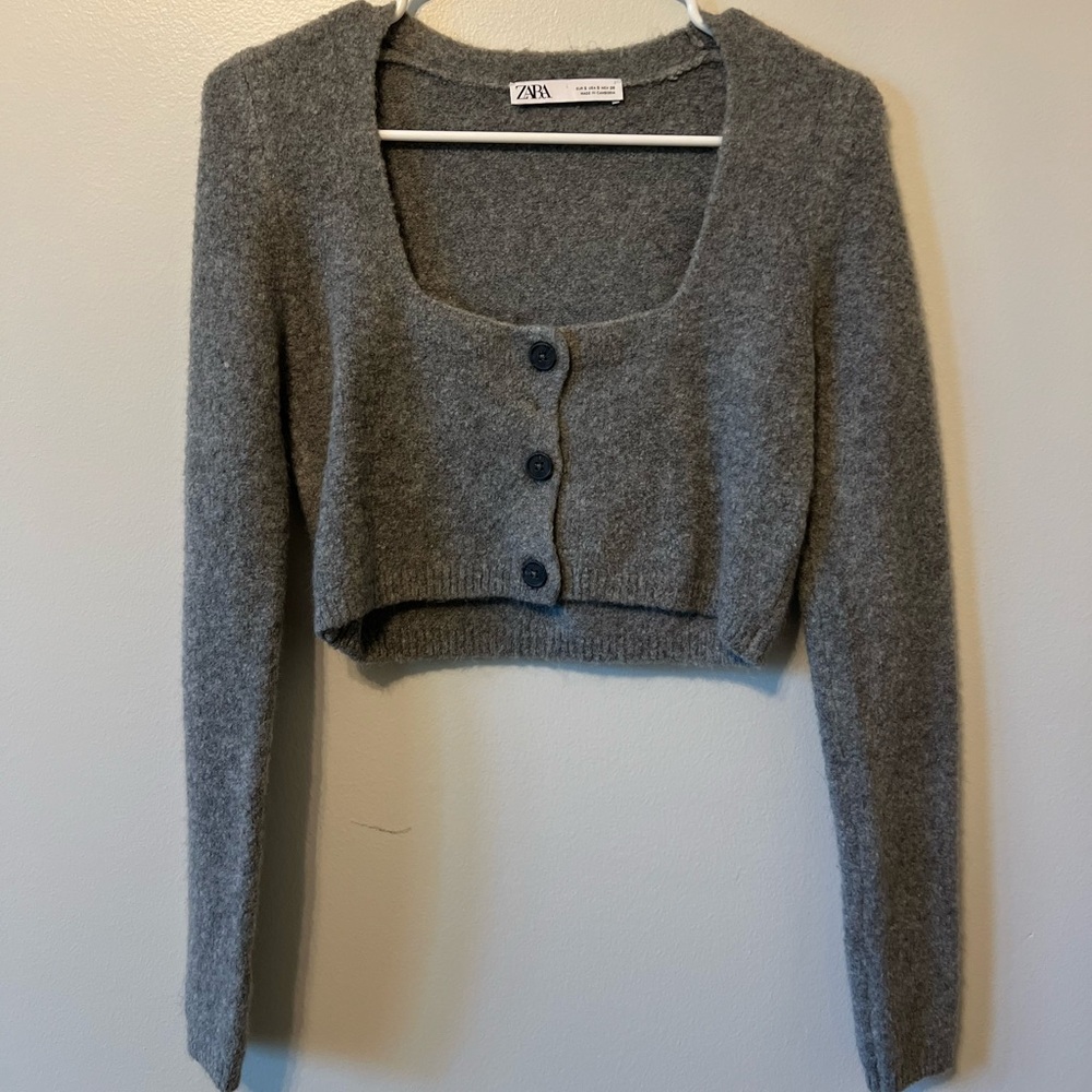 Zara cropped button-up sweater/cardigan